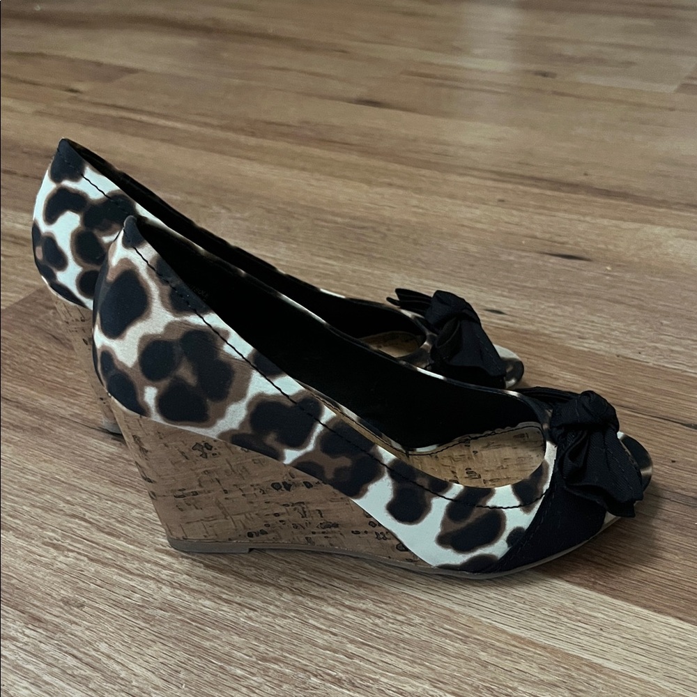 Rampage peep toe cork wedge, EUC, size 7.5